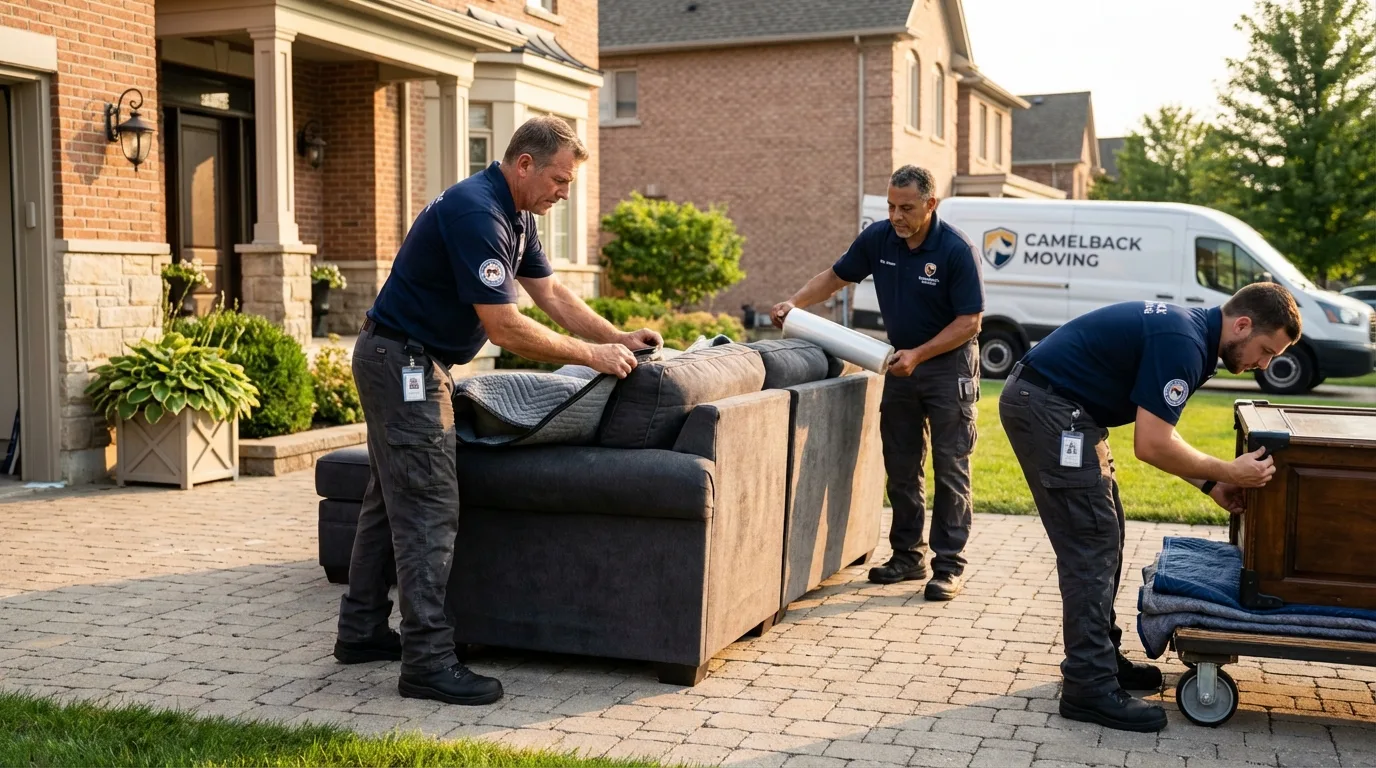 Large estate moving crew wrapping furniture in Toledo, OH
