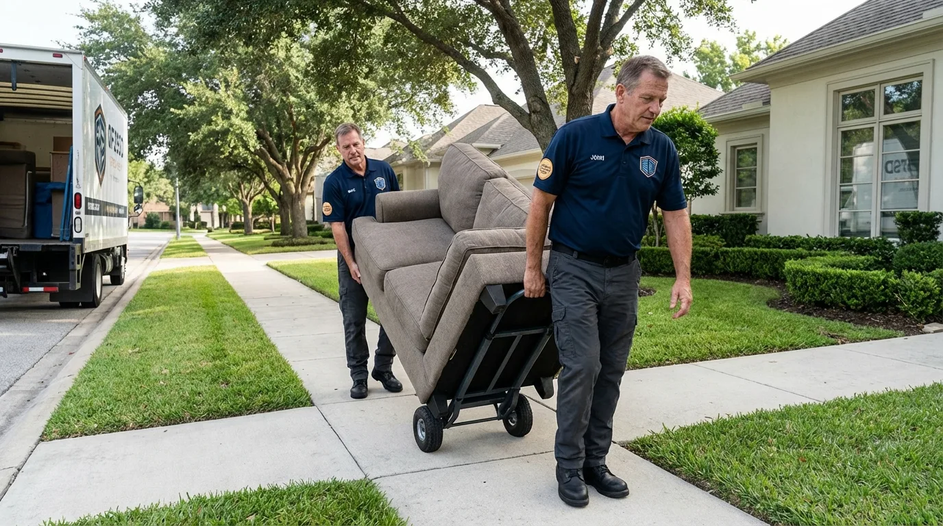 Local residential moving crew loading furniture in Toledo, OH